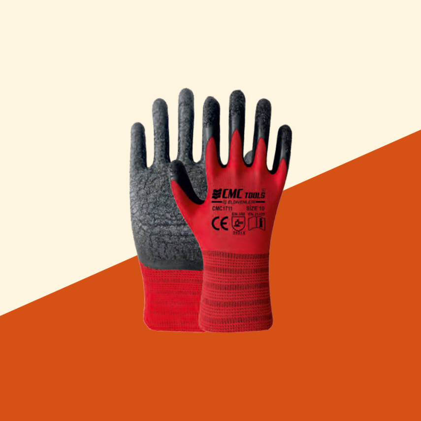 KIRMIZI LATEX ELDİVEN 1/2 Kırmızı - Siyah - 1