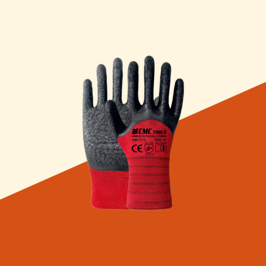KIRMIZI LATEX ELDİVEN 3/4 Kırmızı - Siyah - 1